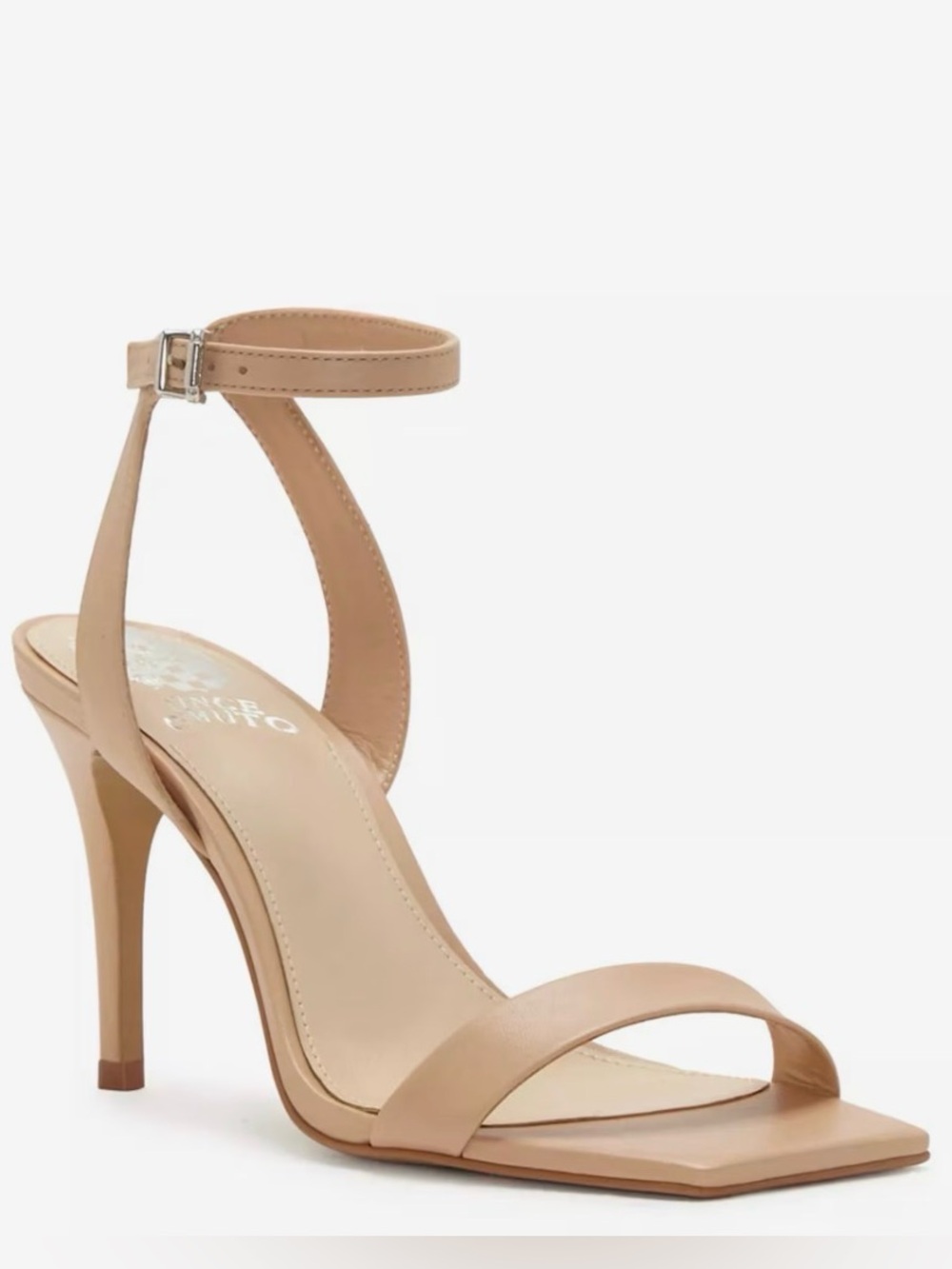 Vince Camuto Saprenda2 Sandstone Nappa Leather Ankle Strap Heels Sandals NIB